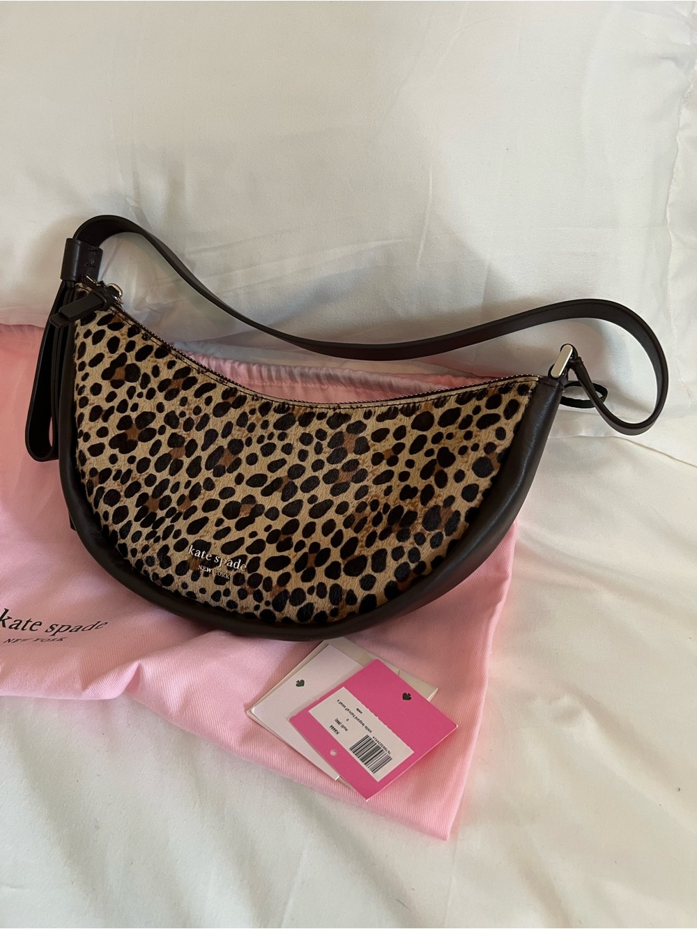 kate spade Leopard-Print Crescent Shoulder Bag in Black and Brown